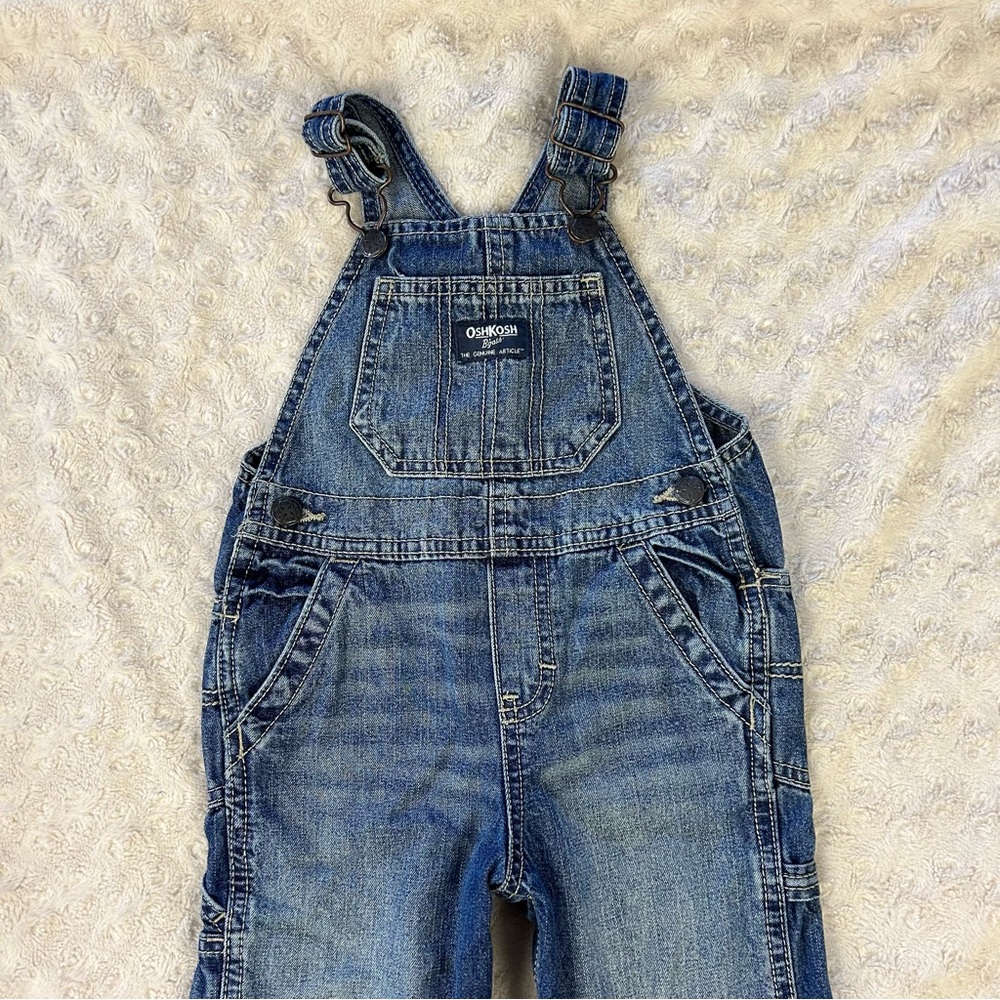 OshKosh B’Gosh Denim Overalls Size 18 Months Dark Wash with Fade